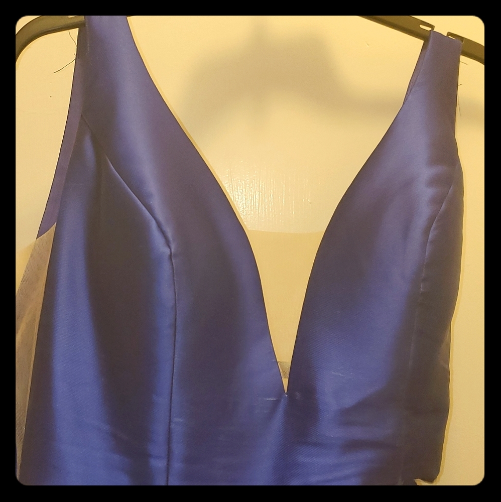 Blue, floral homecoming dress